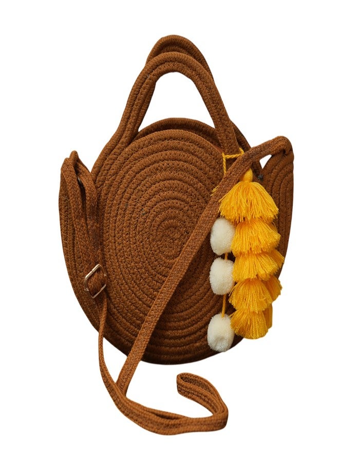 Ariya Women Sling Bag with Tassel Charm (4063 | Brown) Handcrafted PP & Cotton Blend Shoulder Purse, Perfect for Ladies & Girls, Lightweight Crossbody Bag for Daily Use, Casual, Travel & All Occasions - Image 1
